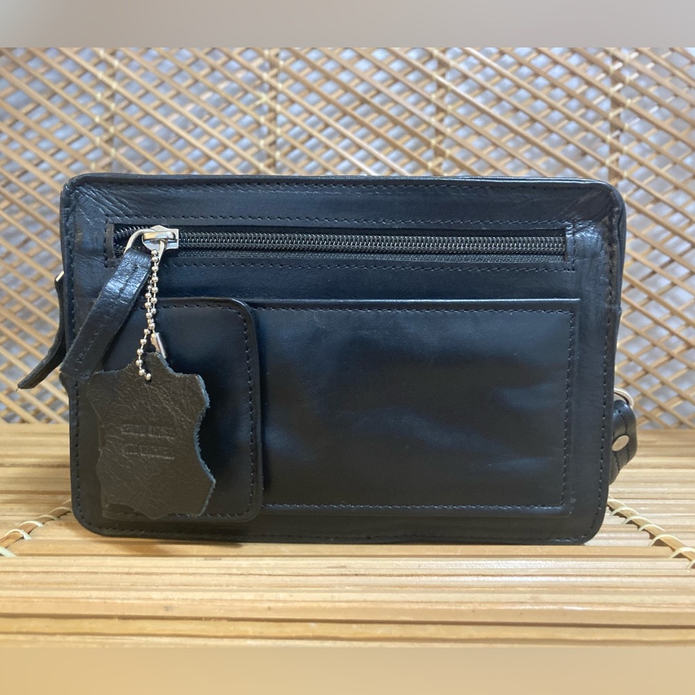 🦋3 For $30🦋Via Roma Black Leather Crossbody Bag - Picture 4 of 12